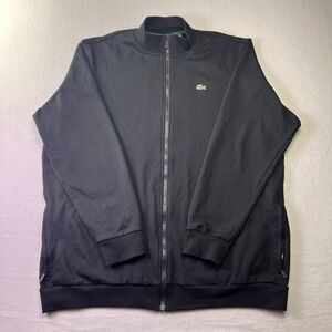 Lacoste Track Jacket Mens 2XLT Black  Full Zip Mock Neck Logo Tall